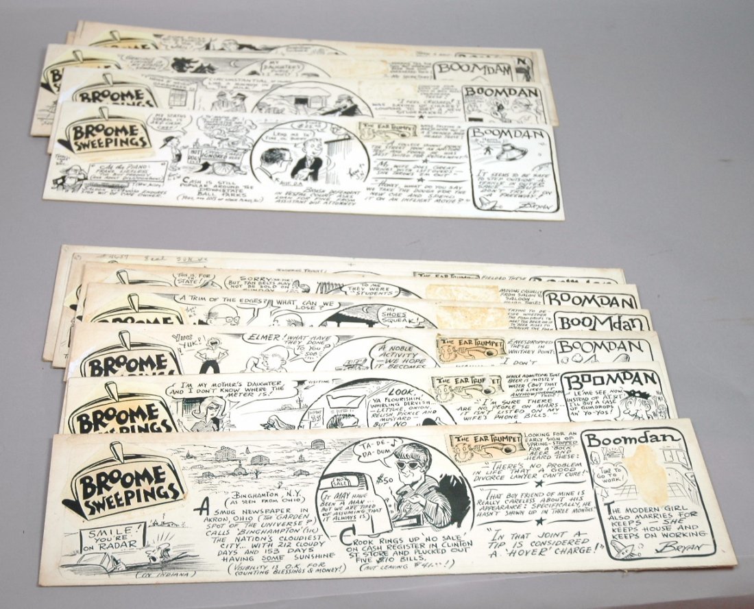 13 pcs JACK RYAN "Broome Sweepings" Original Cart: 13 pcs JACK RYAN "Broome Sweepings" Original Cartoon Art. Signed. -- Dimensions: H: 5 inches: W: 19 inches ---
