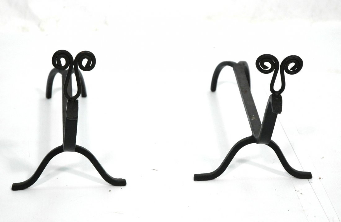 Iron Snail Andirons. Firwood holders. Painted Bla: Iron Snail Andirons. Firwood holders. Painted Black. -- Dimensions: H: 10.75 inches: W: 19 inches ---