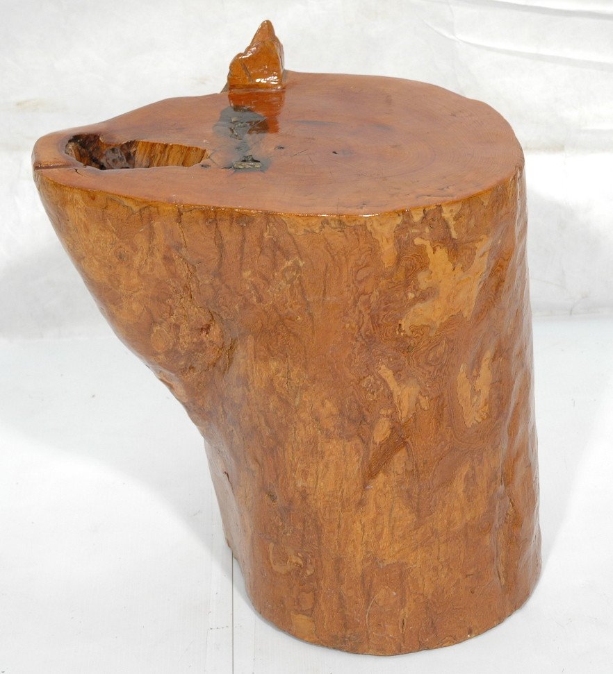Tree Trunk Side Table Stool. Natural wood form.: Tree Trunk Side Table Stool. Natural wood form. -- Dimensions: H: 18 inches: W: 18 inches: D: 14.5 inches ---