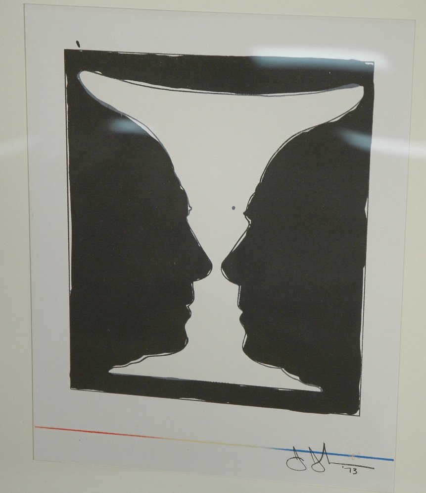 JASPER JOHNS Signed '73 Print. "Cup Two Picasso".: JASPER JOHNS Signed '73 Print. "Cup Two Picasso". The Collectors Guild label.-- Dimensions: Image Size: H: 12.75 inches: W: 10 inches ---