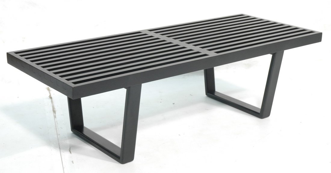 George Nelson Herman Miller Slat Bench. Painted: George Nelson Herman Miller Slat Bench. Painted black.-- Dimensions: H: 14 inches: W: 48 inches: D: 18.75 inches ---
