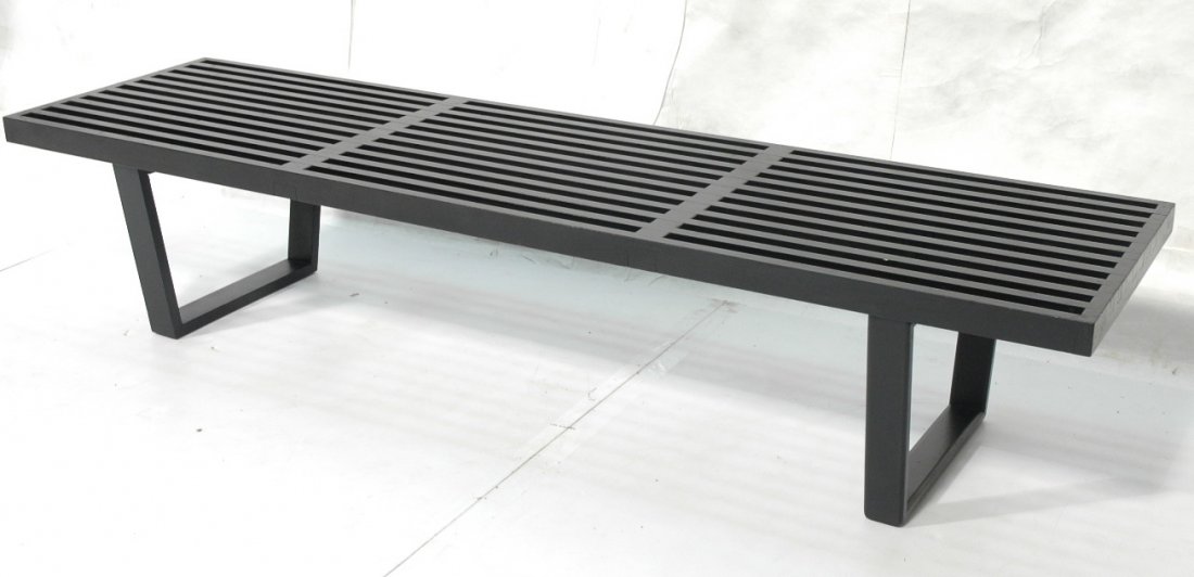 George Nelson Herman Miller Slat Bench. Painted: George Nelson Herman Miller Slat Bench. Painted black.-- Dimensions: H: 14 inches: W: 68.25 inches: D: 18.75 inches ---