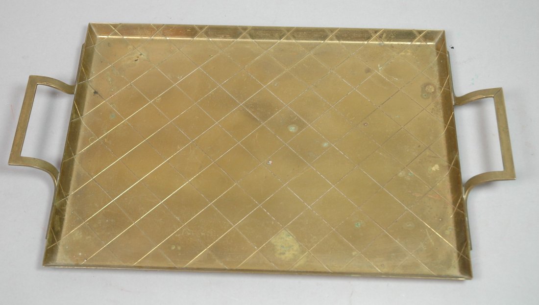 Tommi Parzinger Brass Serving Tray. Diamond patt: Tommi Parzinger Brass Serving Tray. Diamond pattern. Dorlyn Silversmith. Marked.-- Dimensions: H: 11.25 inches: W: 18.25 inches ---