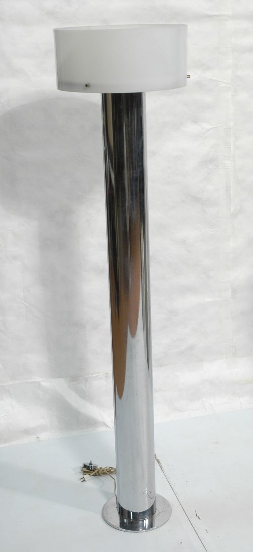 GEORGE KOVACS Thick Chrome Column Floor Lamp. Acr: GEORGE KOVACS Thick Chrome Column Floor Lamp. Acrylic Drum Shade.-- Dimensions: H: 66.5 inches: W: 16 inches ---