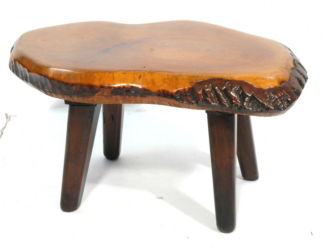 3" Thick Wood Slab Coffee Cocktail Table. Tapered: 3" Thick Wood Slab Coffee Cocktail Table. Tapered flat legs-- Dimensions: H: 17 inches: W: 33 inches: D: 22 inches ---