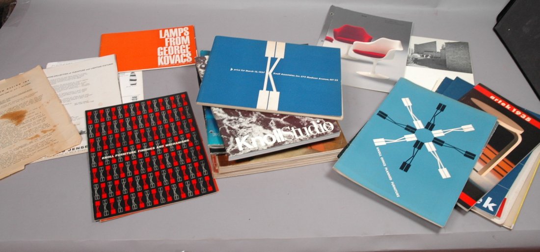 Lot of Modernist Design Product Catalogues. KNOLL: Lot of Modernist Design Product Catalogues. KNOLL, ALVAR AALTO, G KOVACS, GEORG JENSEN, ARTEK, etc. Great Reference Information, Photos & Materials. 2 Design Magazines. 25+ Pcs. -- Dimensions: ---