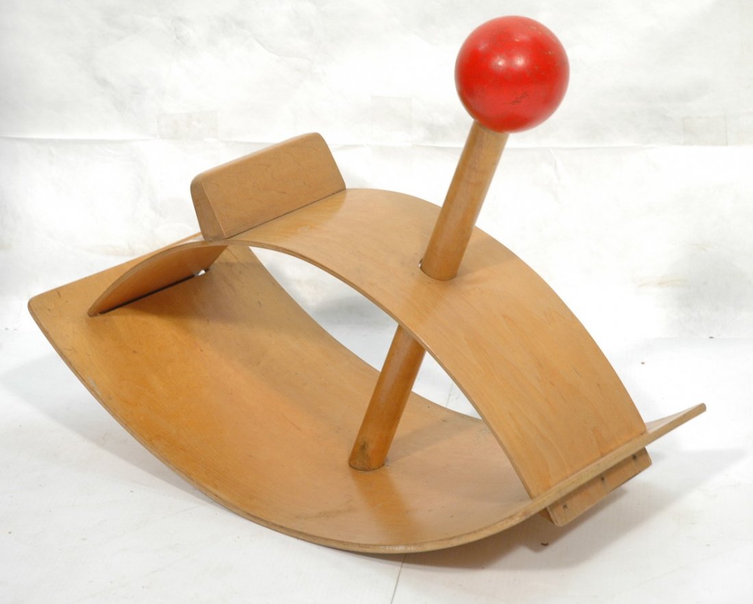 Midcentury Molded Plywood Rocking Horse. Creative: Midcentury Molded Plywood Rocking Horse. Creative Playthings. Child's Toy.-- Dimensions: H: 20 inches: W: 25.5 inches: D: 11.5 inches ---