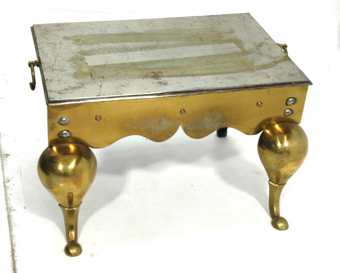 Antique Metal & Brass Fireplace Pot Holder.: Antique Metal & Brass Fireplace Pot Holder. -- Dimensions: H: 11.5 inches: W: 21.5 inches: D: 15.5 inches ---