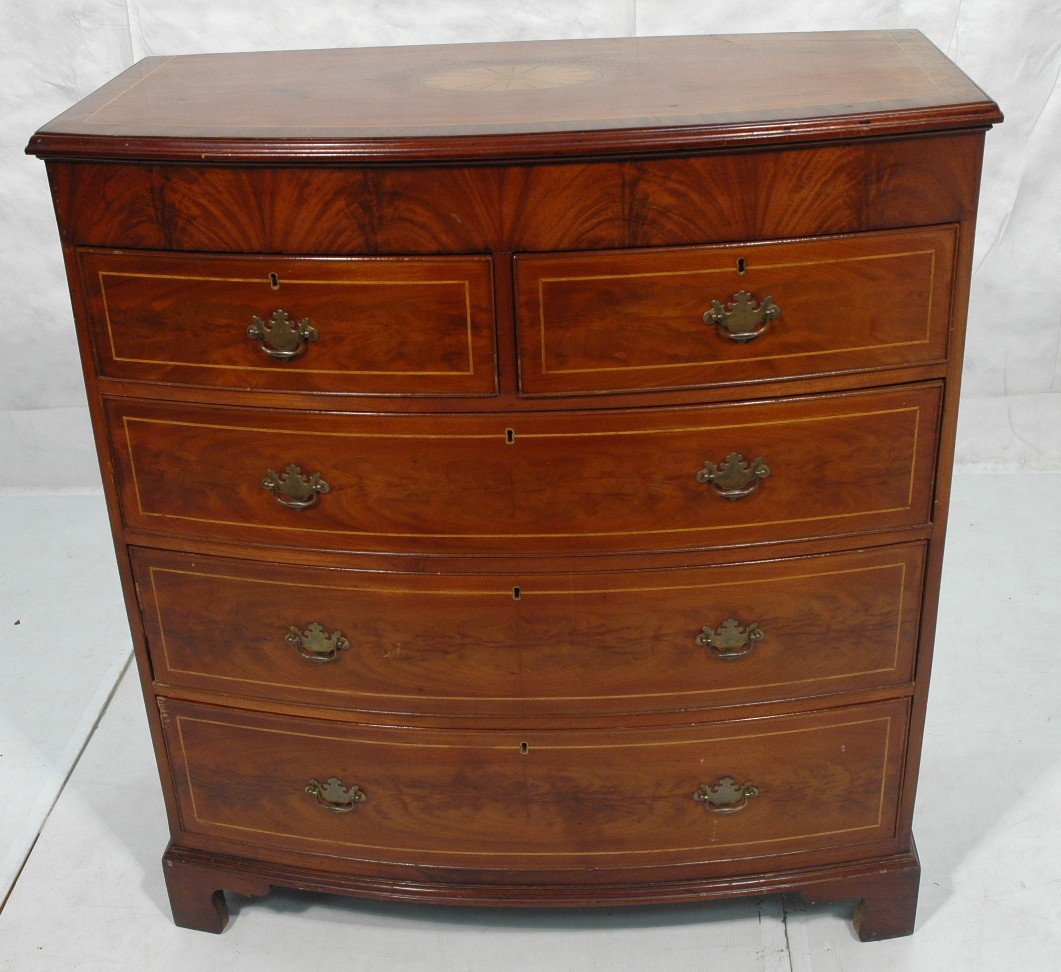 Antique Federal Style Bow Front Chest Dresser. P