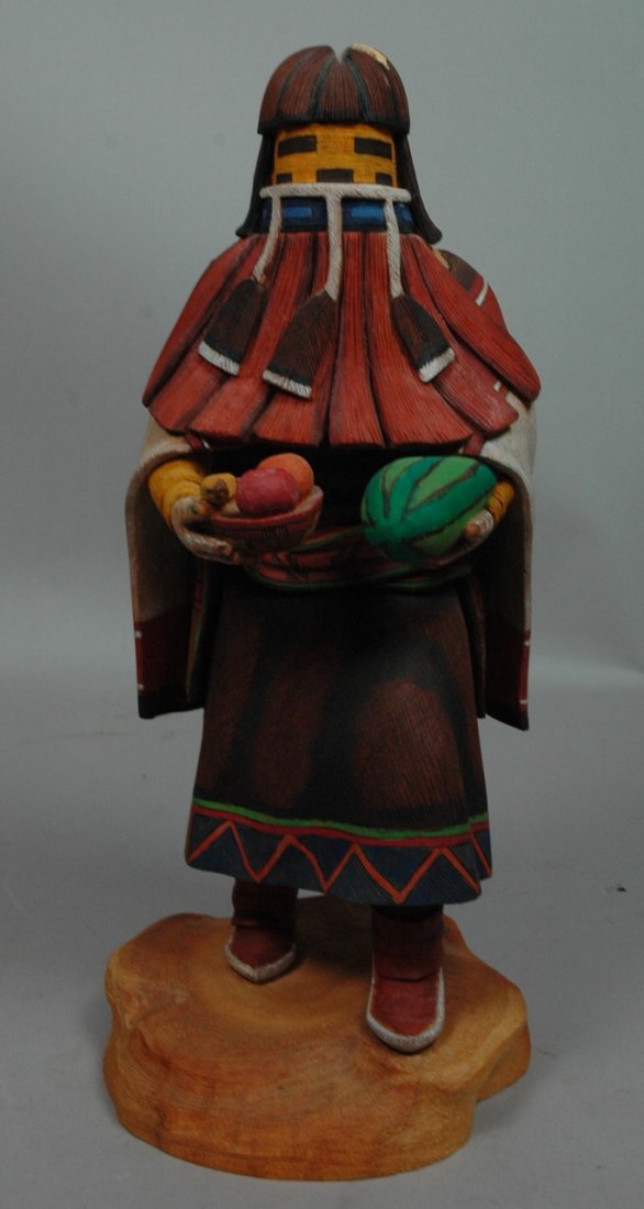 Timothy Talawepi Carved Wood Kachina Figure. Ho: Timothy Talawepi Carved Wood Kachina Figure. Hopi. Painted. Signed. Comes with book.-- Dimensions: H: 12 inches: W: 4.5 inches --- US Shipping charge: $28