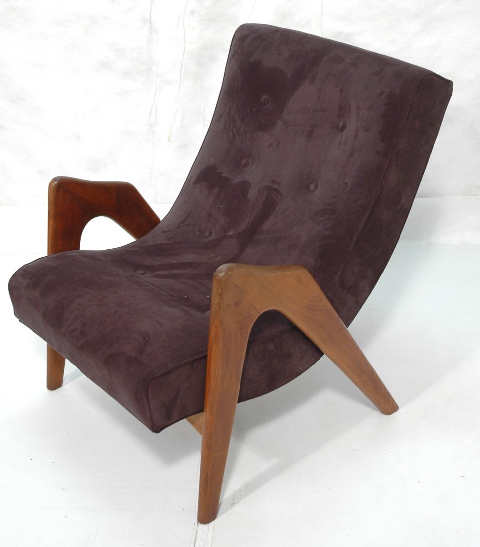 Adrian Pearsall Lounge Chair with Sculptural Arms: Adrian Pearsall Lounge Chair with Sculptural Arms. Walnut frame.-- Dimensions: H: 34 inches: W: 27.5 inches: D: 35.5 inches ---