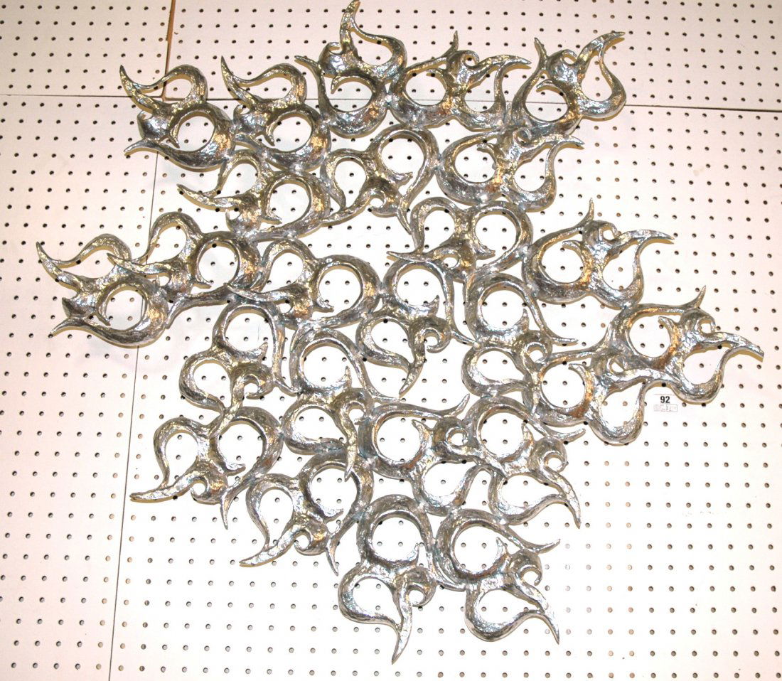 Donald Drumm Style Wall Sculpture. Swirling Cast: Donald Drumm Style Wall Sculpture. Swirling Cast Aluminum. Unmarked.-- Dimensions: H: 33.5 inches: W: 37 inches: D: 3 inches ---