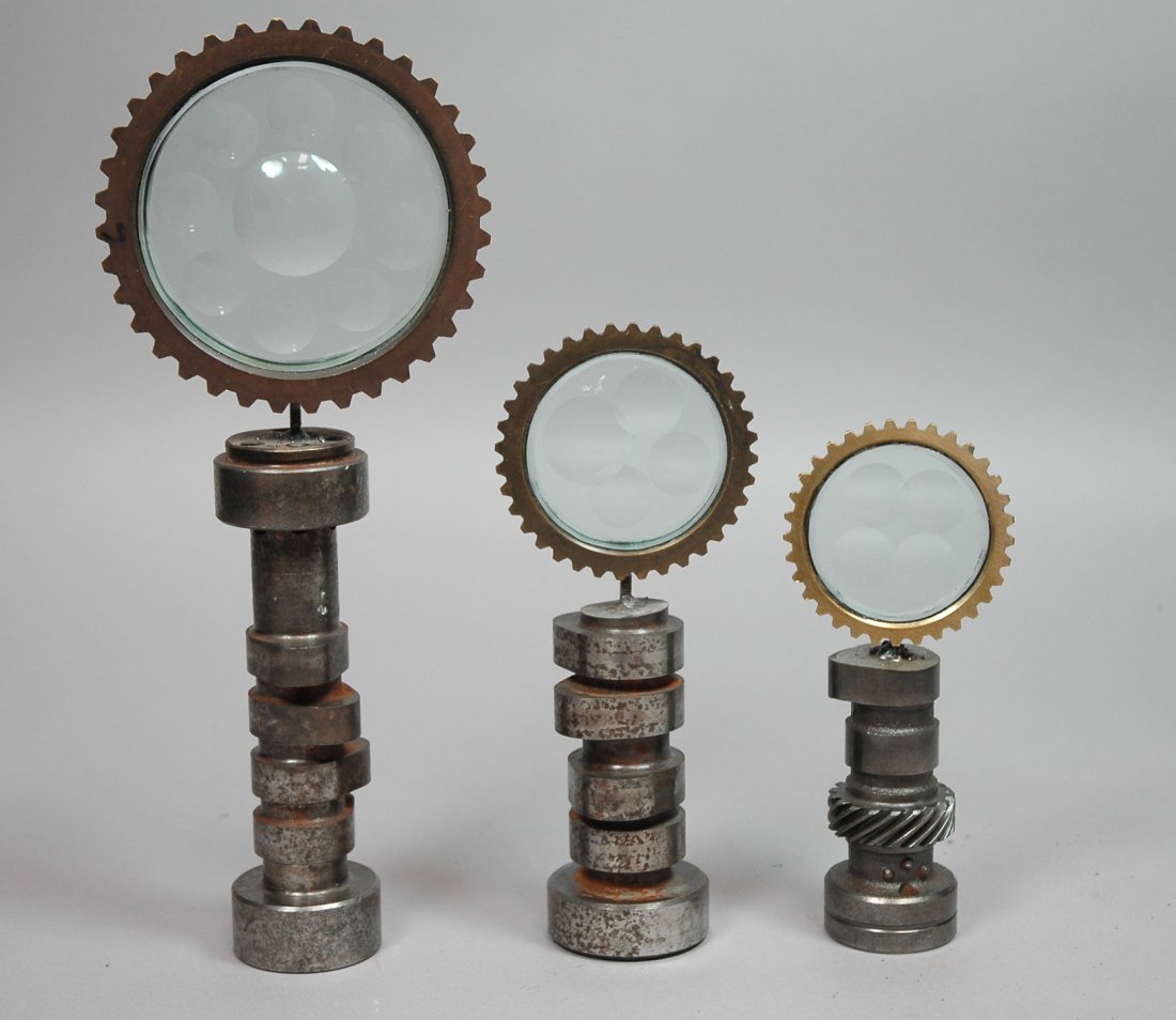 3pcs Mini Magiscopes. Engraved Feliciano Bejar. B: 3pcs Mini Magiscopes. Engraved Feliciano Bejar. Brass and Steel.-- Dimensions: H: 11.75 inches: W: 4.75 inches --- US Shipping charge: $50