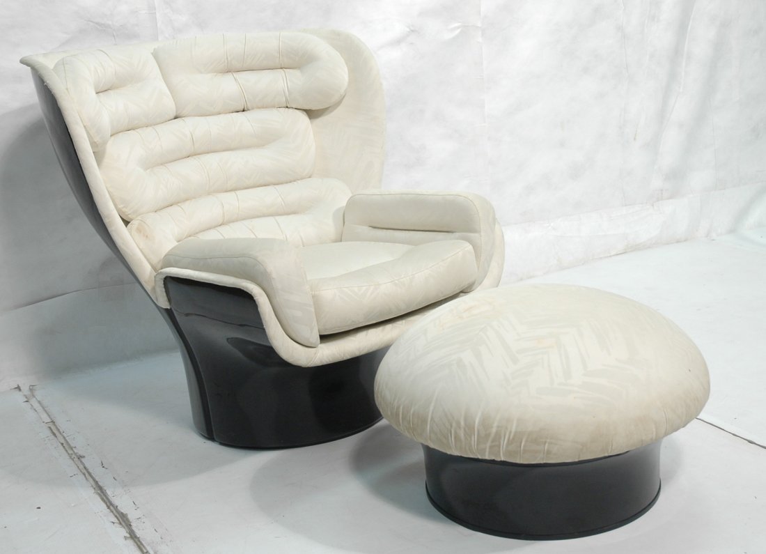 Joe Colombo Elda Lounge Chair and Ottoman. Swivel: Joe Colombo Elda Lounge Chair and Ottoman. Swivel base.-- Dimensions: H: 36 inches: W: 38 inches: D: 34 inches ---