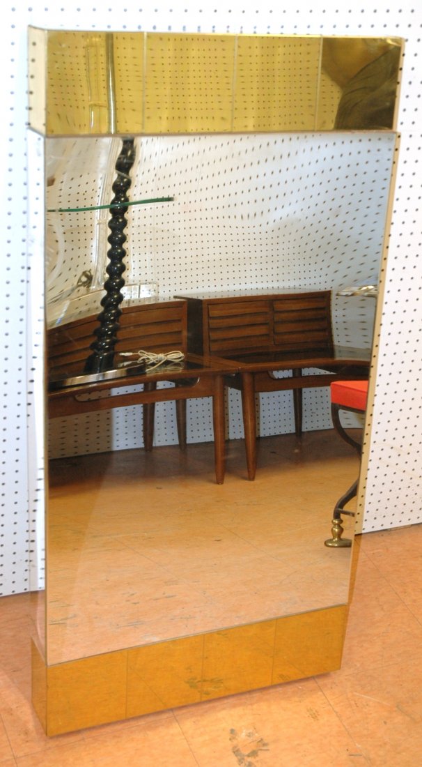 CARL SPRINGER Wall Mirror. Brass Tile Ends. Acryl: CARL SPRINGER Wall Mirror. Brass Tile Ends. Acrylic Mirror. -- Dimensions: H: 47.5 inches: W: 24 inches: D: 4.25 inches ---