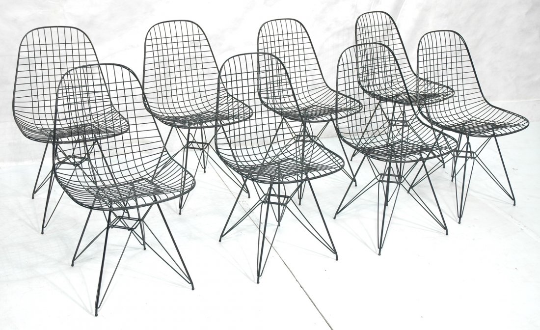 Set 8 Charles EAMES Grid Chairs. Eiffel Tower Bas: Set 8 Charles EAMES Grid Chairs. Eiffel Tower Base. Black frames.-- Dimensions: H: 31.5 inches: W: 18.5 inches: D: 21 inches ---