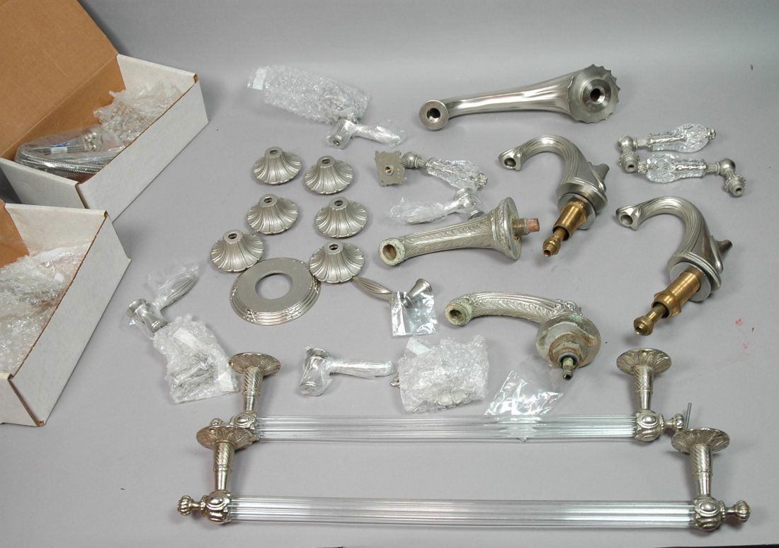 Sherle Wagner Silver Bathroom Fixtures. 2 Towel: Sherle Wagner Silver Bathroom Fixtures. 2 Towel Bars, Faucets and Hands.-- Dimensions: --- US Shipping charge: $50