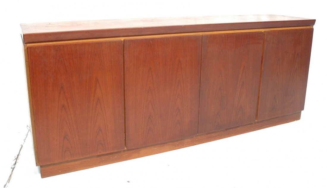 Danish Modern Teak Credenza Sideboard Cabinet. 4: Danish Modern Teak Credenza Sideboard Cabinet. 4 Doors.-- Dimensions: H: 32.5 inches: W: 80.75 inches: D: 19 inches ---