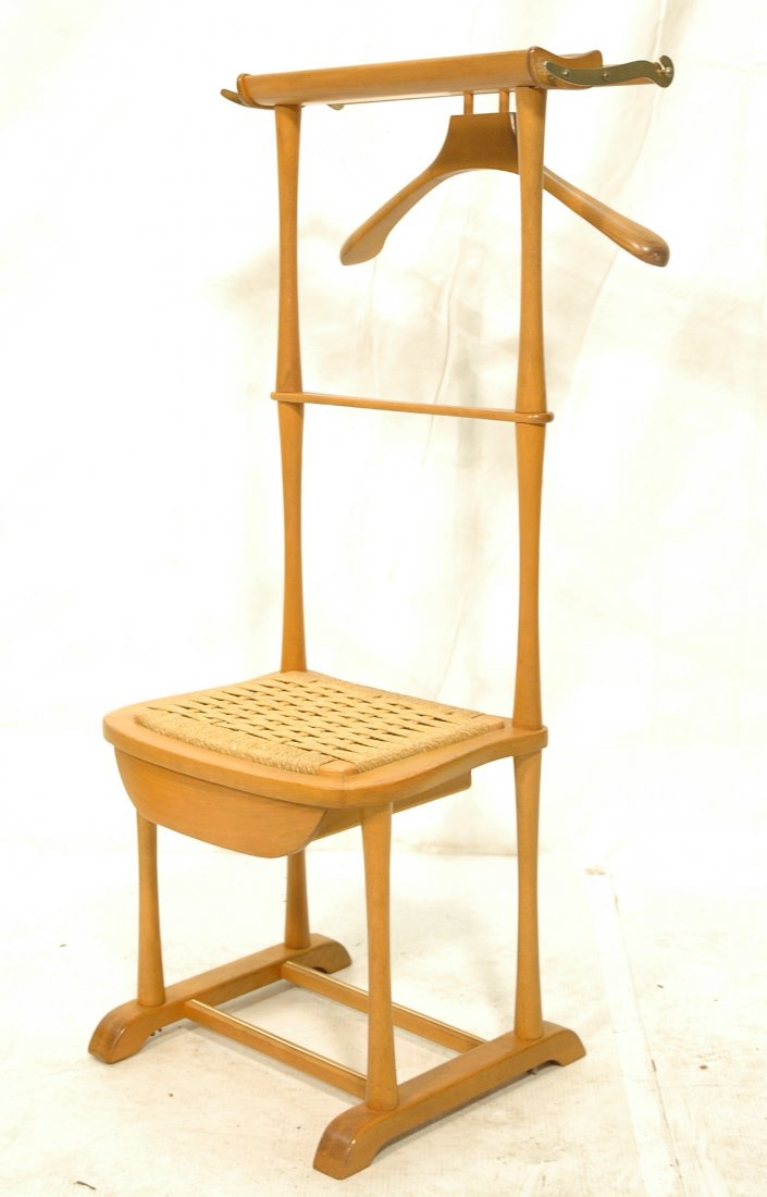 Italian Chair Valet. Separate hanger. Caned seat.: Italian Chair Valet. Separate hanger. Caned seat. Lower drawer. Marked SPQR, Italy.-- Dimensions: H: 42.5 inches: W: 19 inches: D: 17 inches ---