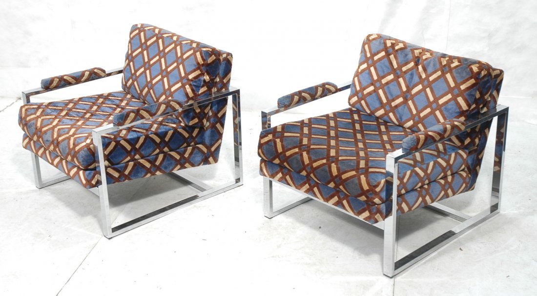 Pr Milo Baughman Arm Chairs. Craft Associates pap: Pr Milo Baughman Arm Chairs. Craft Associates paper label.-- Dimensions: H: 28 inches: W: 28 inches: D: 30 inches ---
