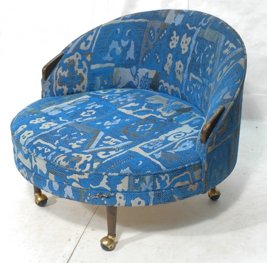 Adrian Pearsall Moon Chair with Blue Pattern Upho: Adrian Pearsall Moon Chair with Blue Pattern Upholstery.-- Dimensions: H: 30 inches: W: 39 inches: D: 39 inches ---