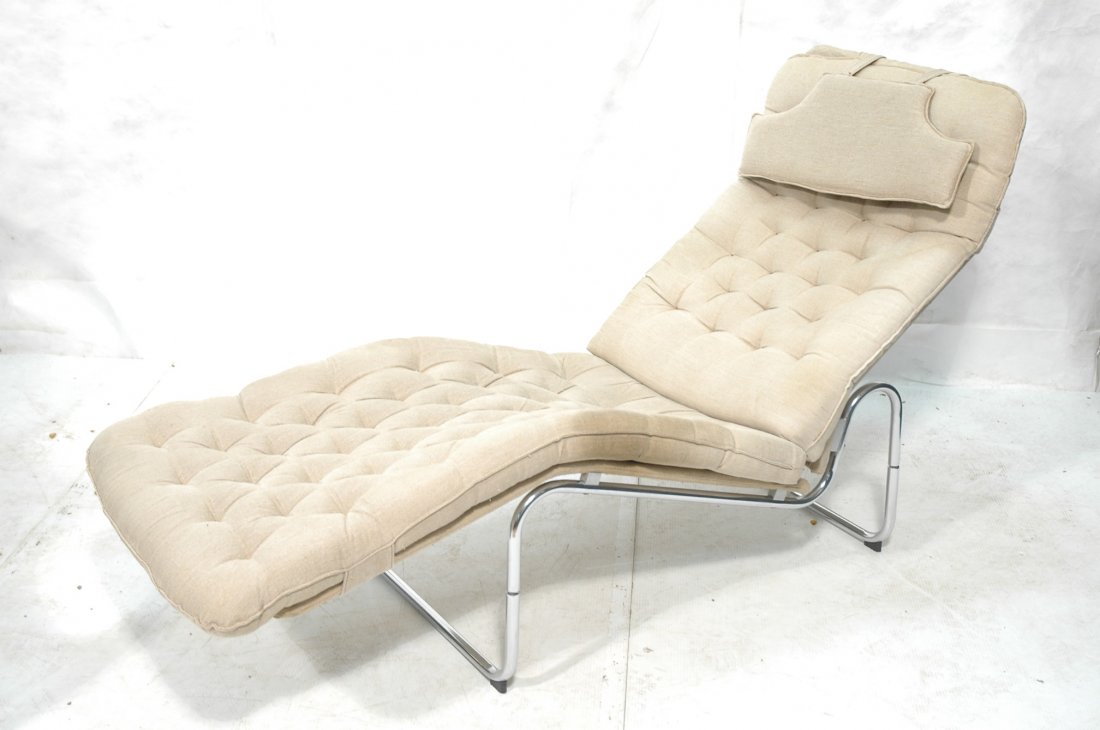 Modernist Lounge chair with Chrome Base.: Modernist Lounge chair with Chrome Base.-- Dimensions: H: 36 inches: W: 68 inches: D: 27 inches ---