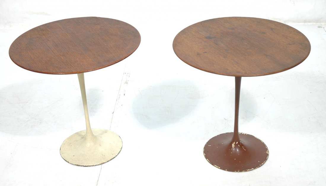 Pr of Knoll Saarinen Tulip Tables. Signed with ea: Pr of Knoll Saarinen Tulip Tables. Signed with early paper label.-- Dimensions: H: 20 inches: W: 20 inches: D: 20 inches ---
