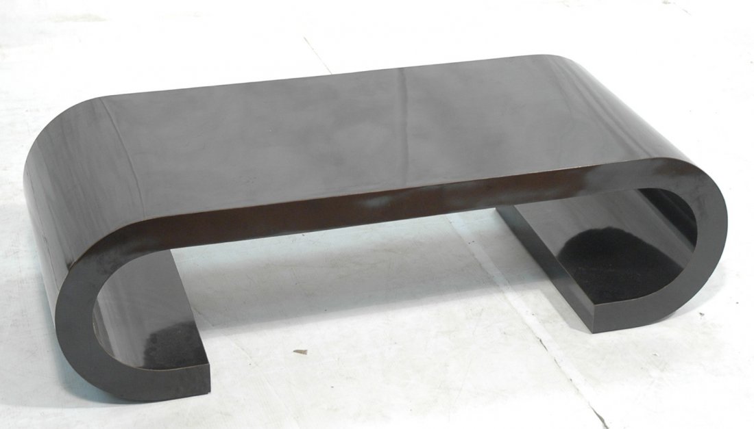 KARL SPRINGER Style Black Lacquer Coffee Table.: KARL SPRINGER Style Black Lacquer Coffee Table.-- Dimensions: H: 15 inches: W: 52 inches: D: 22 inches ---