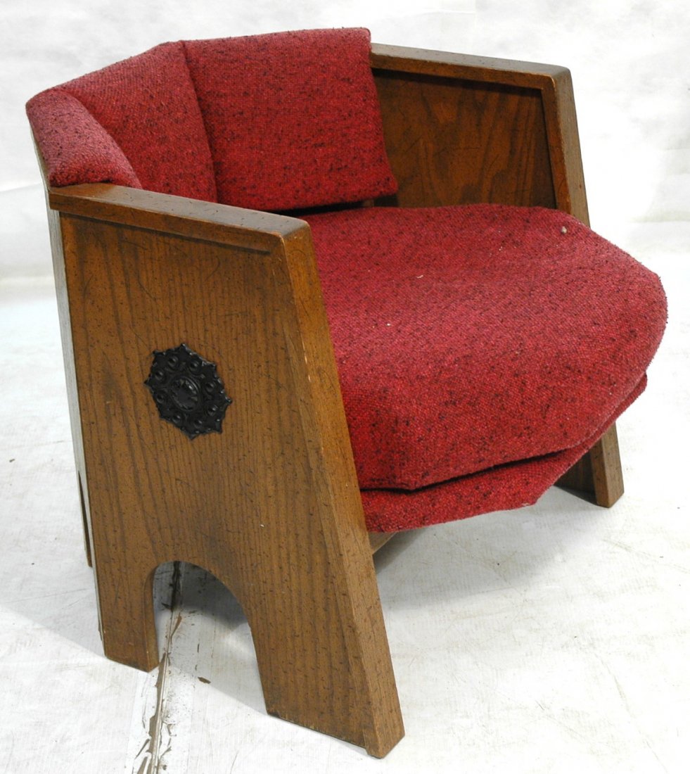 Adrian Pearsall Style Side Chair with Wood Barrel: Adrian Pearsall Style Side Chair with Wood Barrel Back.-- Dimensions: H: 25 inches: W: 28 inches: D: 30 inches ---