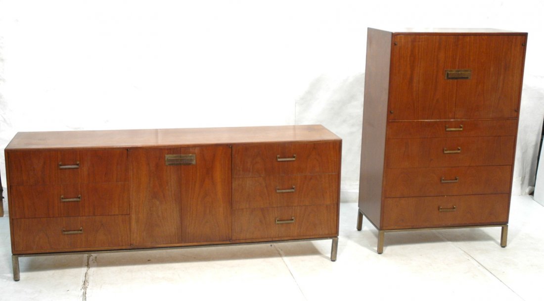 2 Pc American Modern Bedroom Set. High and Low Ch: 2 Pc American Modern Bedroom Set. High and Low Chest.-- Dimensions: H: 32 inches: W: 78 inches: D: 19 inches ---