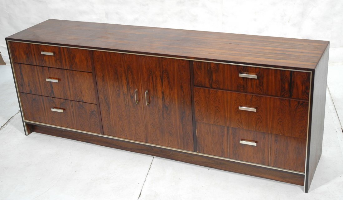 American Modern Rosewood Credenza with Aluminum A: American Modern Rosewood Credenza with Aluminum Accents.-- Dimensions: H: 29 inches: W: 79 inches: D: 18 inches ---
