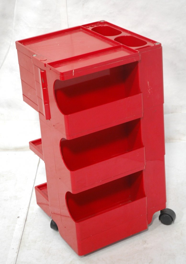 Red JOE COLOMBO Boby Rolling Bar Cart.: Red Joe Colombo Boby Bar Cart.-- Dimensions: ---
