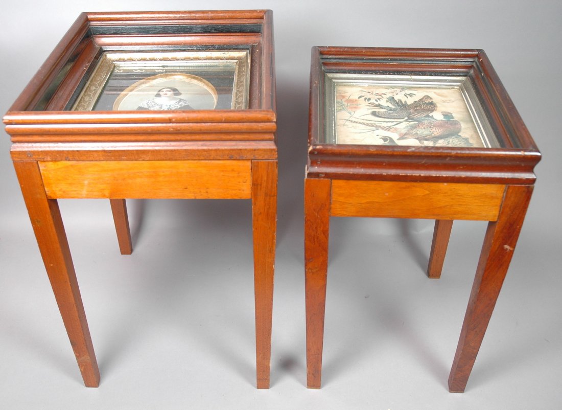 Pair OG Style Side Tables. Antique deep well fram: Pair OG Style Side Tables. Antique deep well frames turned into tables.-- Dimensions: H: 19.5 inches: W: 14.5 inches: D: 12.5 inches ---