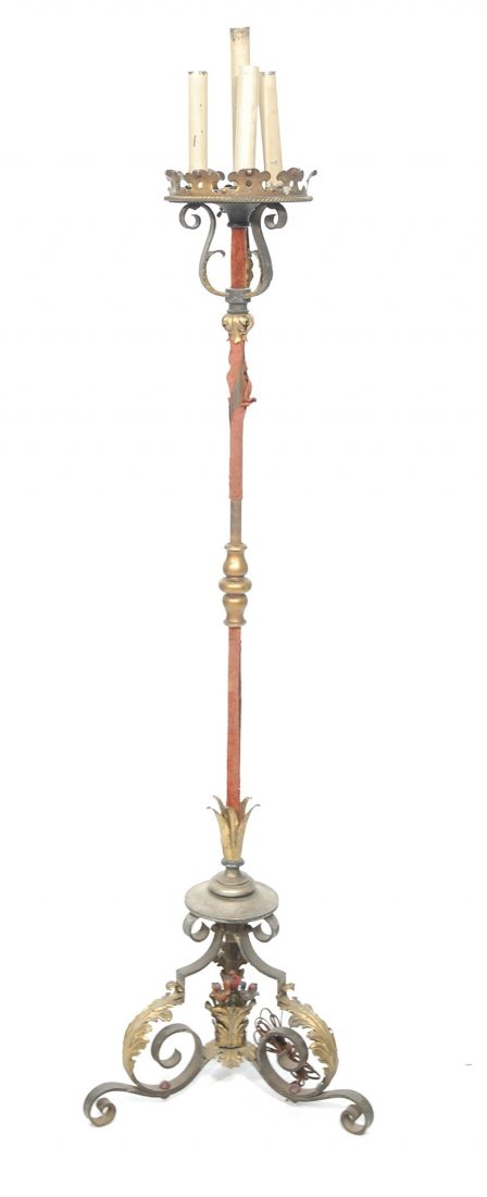 Gothic Floor Candelabra Floor Lamp. Electrified.: Gothic Floor Candelabra Floor Lamp. Electrified. Wrapped column.-- Dimensions: H: 72 inches: W: 20 inches ---