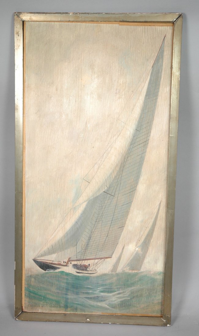 LEON HAFFNER Oil Painting. Sailboats. French arti: LEON HAFFNER Oil Painting. Sailboats. French artist 1881 -1972. On masonite. Signed & inscribed L Haffner.-- Dimensions: Image Size: H: 31 inches: W: 15.5 inches ---