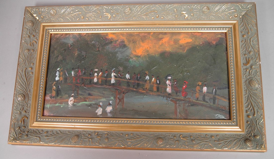 TED ELLIS Acrylic Painting. "Early Morning Baptis: TED ELLIS Acrylic Painting. "Early Morning Baptism. Painted on canvas board. Signed.-- Dimensions: Image Size: H: 7.5 inches: W: 15.5 inches ---
