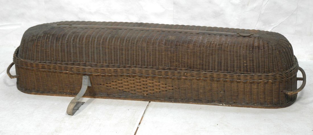 Victorian Woven Wicker Casket. Adult size casket.: Victorian Woven Wicker Casket. Adult size casket. Casket has Chicago Co Label. -- Dimensions: H: 17.5 inches: W: 83 inches: D: 23 inches ---