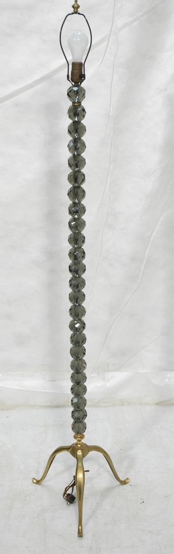 Smokey Crystal Ball Floor Lamp. Faceted balls. B: Smokey Crystal Ball Floor Lamp. Faceted balls. Brass base.-- Dimensions: H: 65 inches: W: 14 inches ---