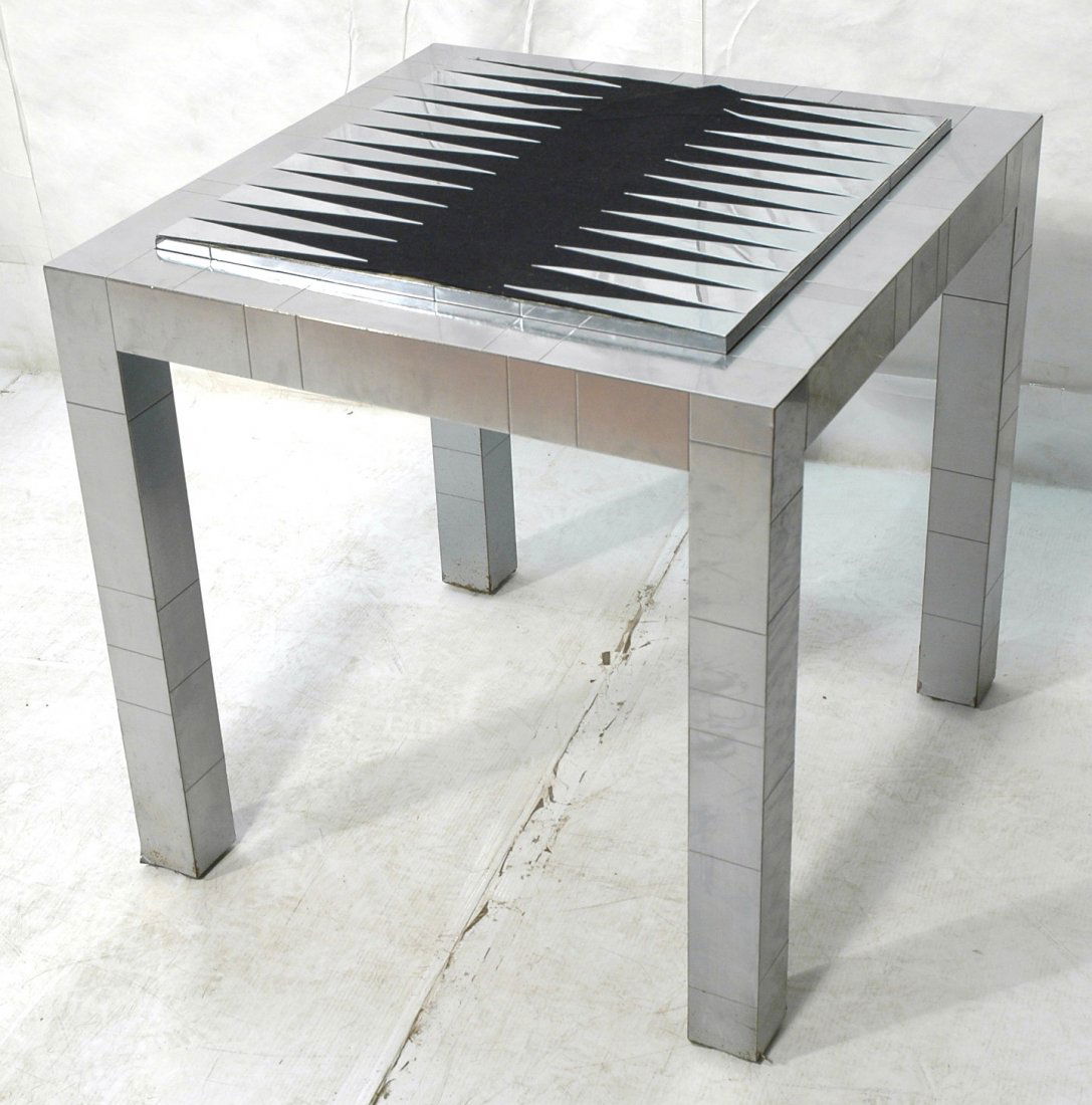 PAUL EVANS Cityscape Game Table Backgammon, Chess: PAUL EVANS Cityscape Game Table Backgammon, Chess & Checkers. Not marked. -- Dimensions: H: 30 inches: W: 30 inches: D: 30 inches ---