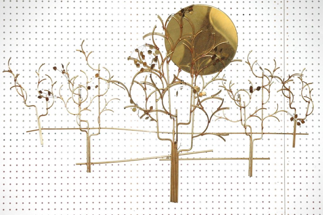 JERE signed Wall Sculpture. Sun or Moon with Tree: JERE signed Wall Sculpture. Sun or Moon with Trees. Signed.-- Dimensions: H: 31.5 inches: W: 47 inches ---