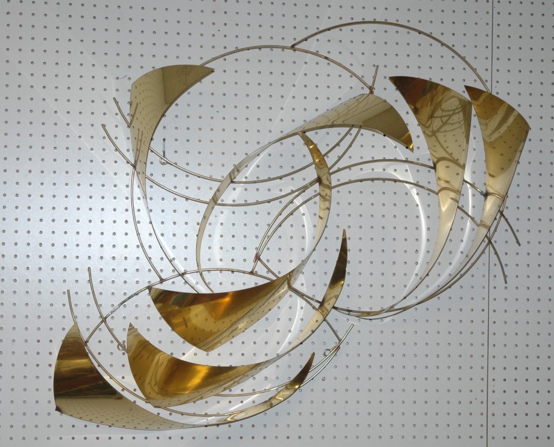 JERE signed Modernist Wall Sculpture. Abstract br: JERE signed Modernist Wall Sculpture. Abstract brass flourishes. Signed.-- Dimensions: H: 35 inches: W: 35 inches ---