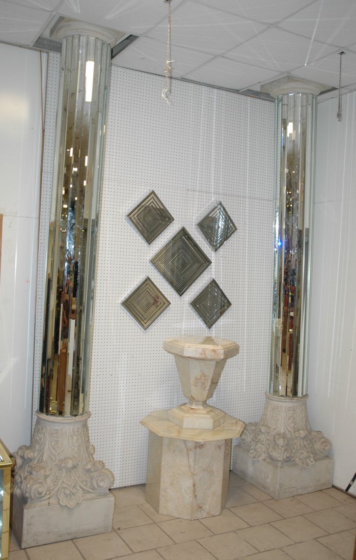 Pr Decorator Mirrored Columns. Classical style Ba: Pr Decorator Mirrored Columns. Classical style Bases. Capital caps. Applied beveled mirror strips. -- Dimensions: H: 134 inches: W: 24 inches ---