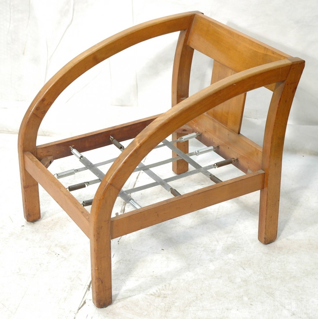 PAUL FRANKL "D" Lounge Chair. American Modern woo: PAUL FRANKL "D" Lounge Chair. American Modern wood frame. Not marked. -- Dimensions: H: 27 inches: W: 24 inches: D: 32 inches ---