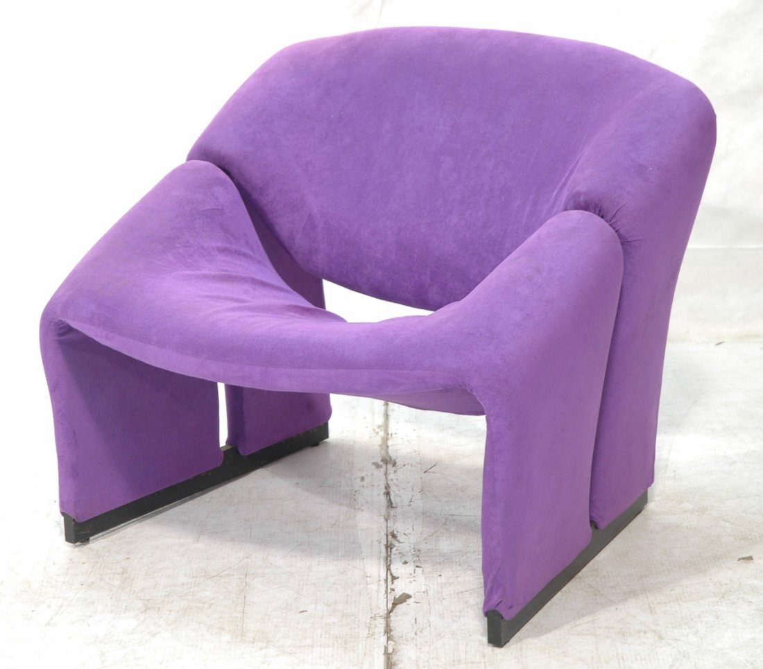 PIERRE PAULIN Purple Ribbon Chair.: PIERRE PAULIN Purple Ribbon Chair. -- Dimensions: H: 26 inches: W: 29.5 inches: D: 26.5 inches ---