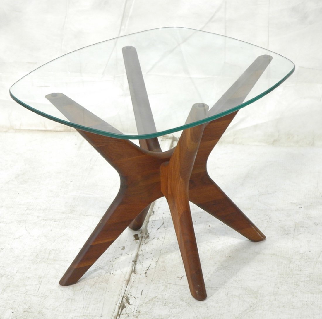 Adrian Pearsall Side Table. American modern walnu: Adrian Pearsall Side Table. American modern walnut. Glass top.-- Dimensions: H: 18.75 inches: W: 23.5 inches: D: 19.5 inches ---