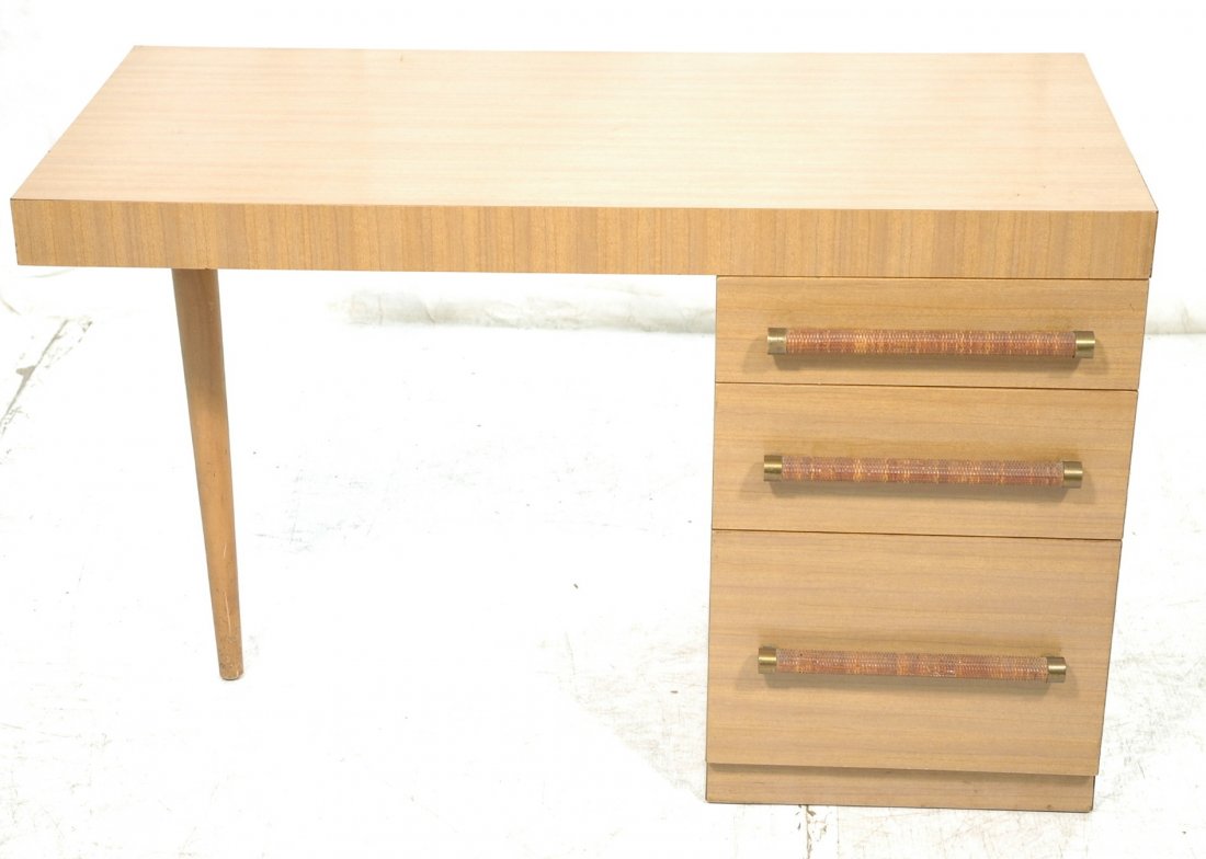 Robsjohn Gibbings Widdicomb Desk. Laminate. Good: Robsjohn Gibbings Widdicomb Desk. Laminate. Good woven handles.-- Dimensions: H: 29 inches: W: 46 inches: D: 23.5 inches ---