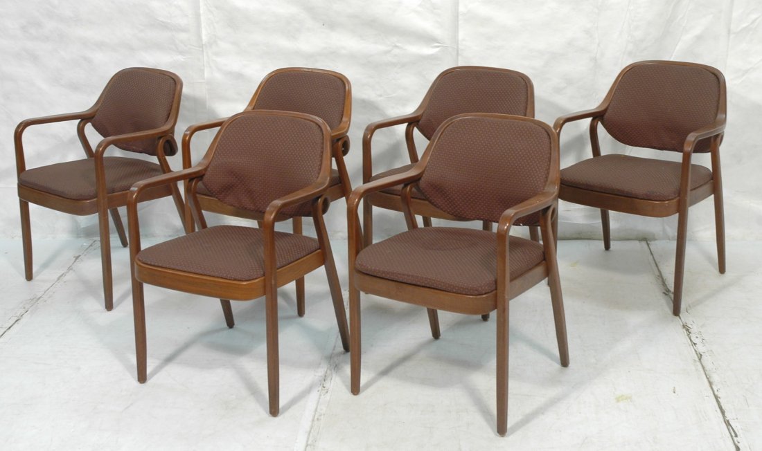 Set 6 Knoll Arm Chairs. Knoll Associates. Wood fr: Set 6 Knoll Arm Chairs. Knoll Associates. Wood frame. Reupholstered not professionally.-- Dimensions: H: 32 inches: W: 22 inches: D: 22.5 inches ---