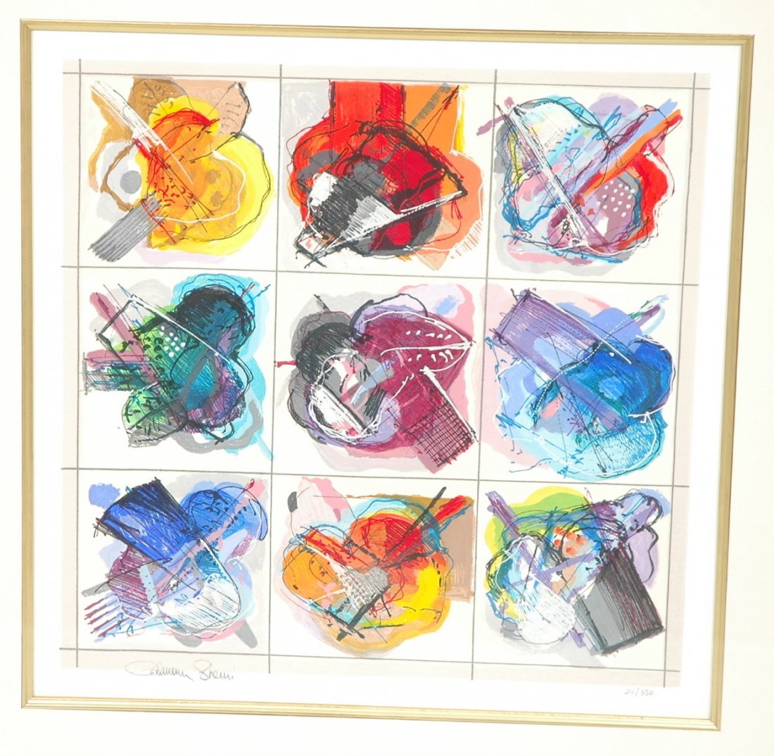 CALMAN SHEMI Serigraph. "Flowers Kaleidoscope". N: CALMAN SHEMI Serigraph. "Flowers Kaleidoscope". Nine images. Signed & #211/350-- Dimensions: H: 17.5 inches: W: 17.5 inches ---