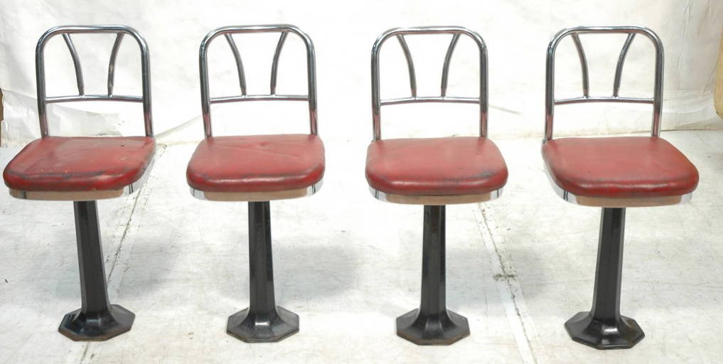 Set 4 Art Deco Ice Cream Parlor Bar Stools. Black