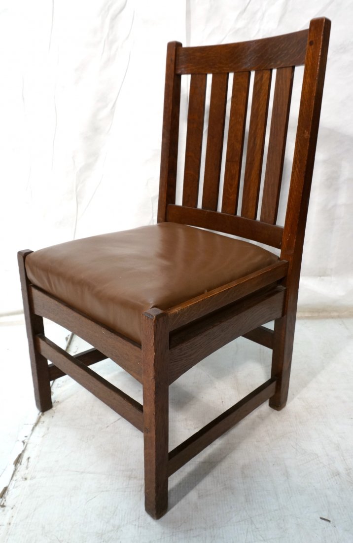 L&JG Stickley Side Chair with Arched Skirt. Label: L&JG Stickley Side Chair with Arched Skirt. Labeled.-- Dimensions: H: 36 inches: W: 19.5 inches: D: 19 inches ---